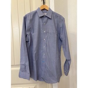 Brooks Brothers 346 Blue Plaid Non-Iron Dress Shirt 16 Neck 34/35 Sleeve Cotton